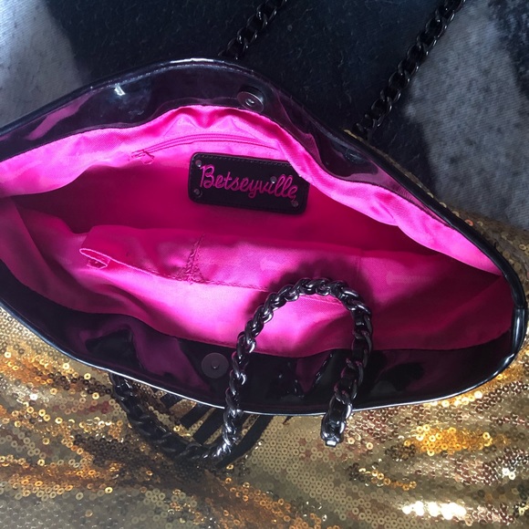 SOLD-Gold Sequins Betsey Johnson tote - Picture 4 of 5
